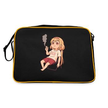 Chill Chibi Stoner Girl - Retro Tasche - Schwarz/Gold - Hinten