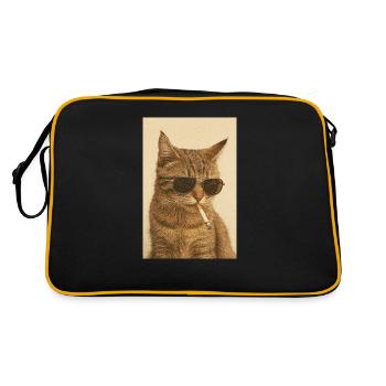 "Cat of life - chill like a pro" - Retro Bag - black/gold - Back