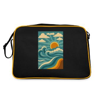 Wellen der Nostalgie - Retro Tasche - Schwarz/Gold - Hinten