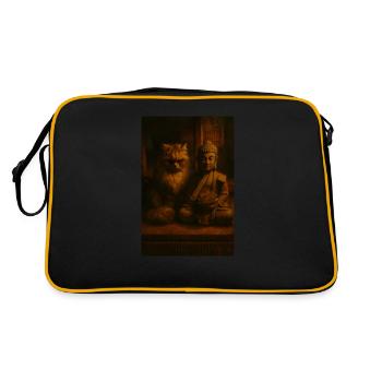 Buddha Cat - Retro Tasche - Schwarz/Gold - Hinten