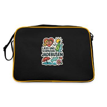 Lass uns schmusen am Jadebusen - Retro Tasche - Schwarz/Gold - Hinten