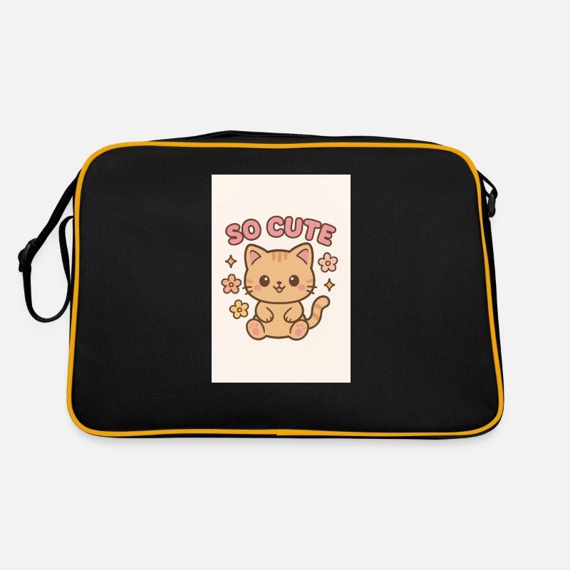 Un design de chat si mignon - Sac Retro - noir/or
