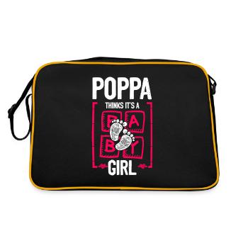 Poppa Thinks It's a Girl Gender Reveal Funny Baby - Retro Bag - black/gold - Back