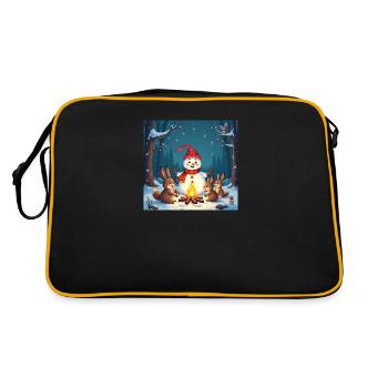 Bonhomme de neige et animaux de la forêt au feu de camp – Cosy - Sac Retro - noir/or - Dos