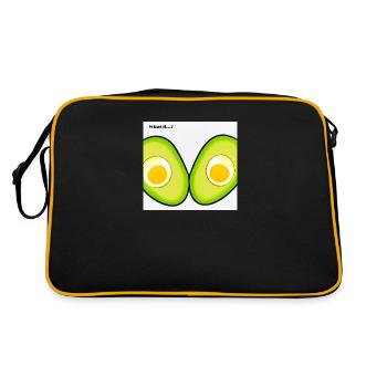 Avocado mit Ei - Retro Tasche - Schwarz/Gold - Hinten