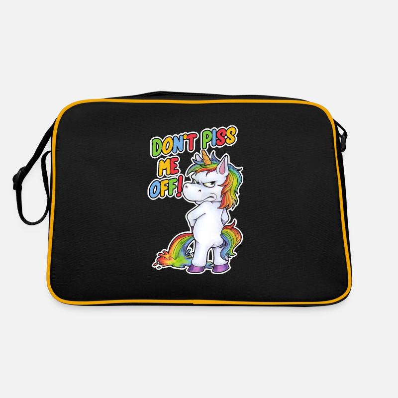 Witziges Einhorn beim Pinkeln mit pissigem Blick Retro Tasche