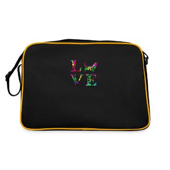 Dackel Dackelbesitzer Dachshund Weeni GeschenkIch, - Retro Tasche - Schwarz/Gold - Hinten