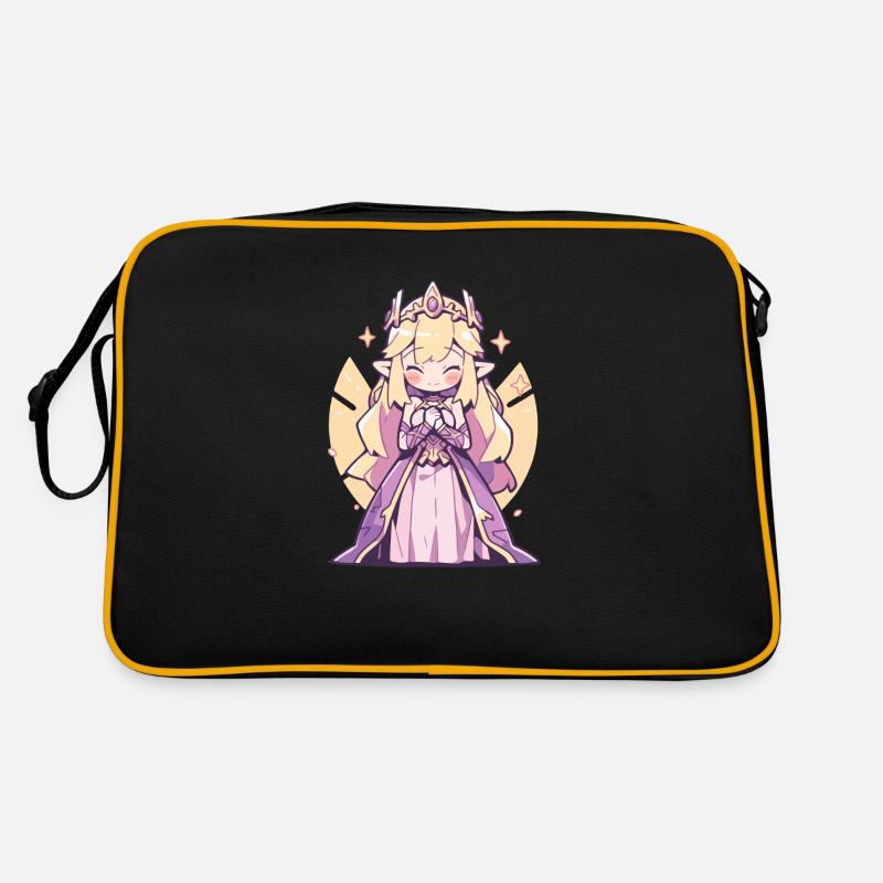 Princesse Chibi mignonne - Conception de conte de fées mignon - Sac Retro - noir/or