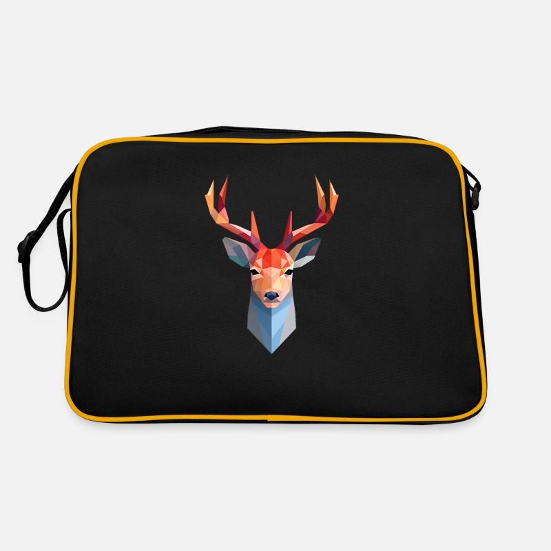 Deer Deer Head Low Poly Logo Design Retro Bag