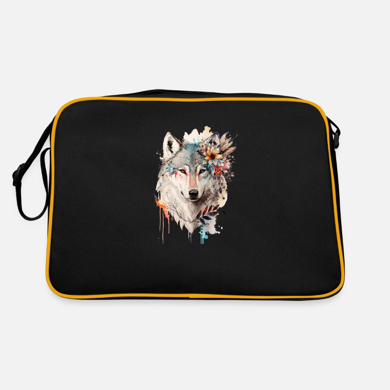 Loup fleur - Sac Retro - noir/or