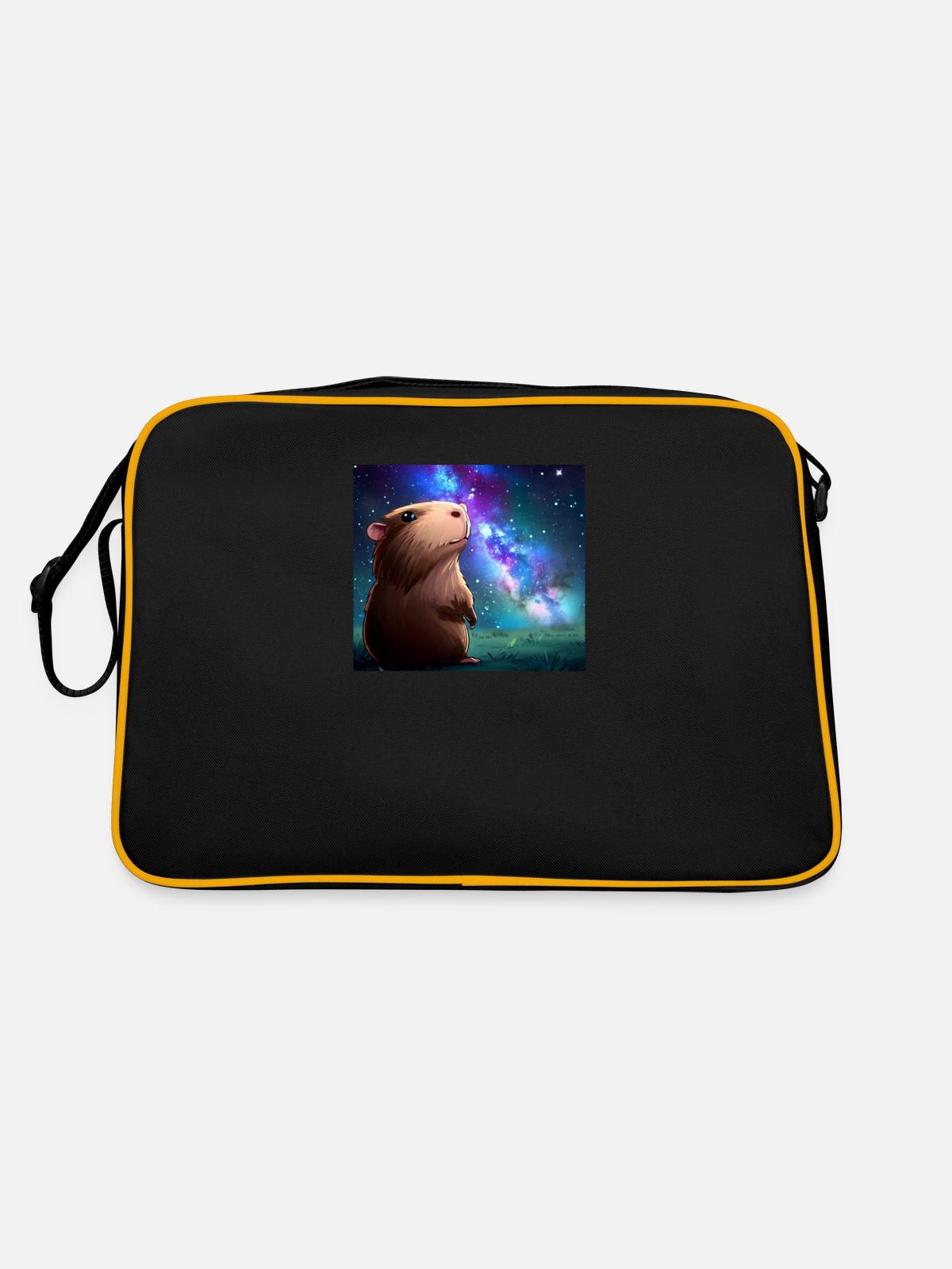 Capybara Spaceman - Sac Retro - noir/or - Dos