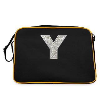 Y, lettre, initiale, monogramme, - Sac Retro - noir/or - Dos
