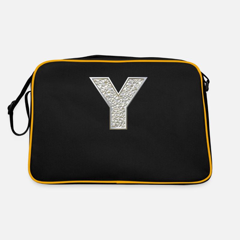Y, letter, initial, monogram, - Retro Tasche - Schwarz/Gold