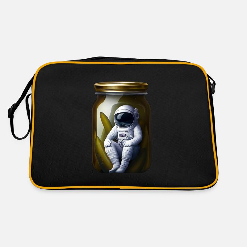 Astronaut im Gurkenglas Retro Tasche