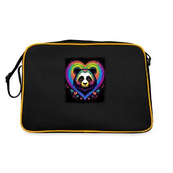 mammal animal gift idea birthday present coati - Retro Tasche - Schwarz/Gold - Hinten