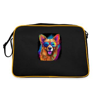 bday beagle lovers mammal canine chihuahua - Retro Tasche - Schwarz/Gold - Hinten