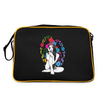 Fleurs Printemps Fantaisie Sexy Fille Printemps Début - Sac Retro - noir/or - Dos