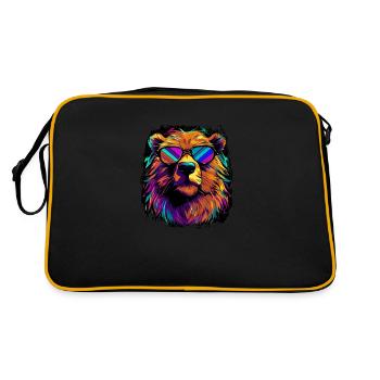 awesome adult animal beavers cycling dabar - Retro Tasche - Schwarz/Gold - Hinten
