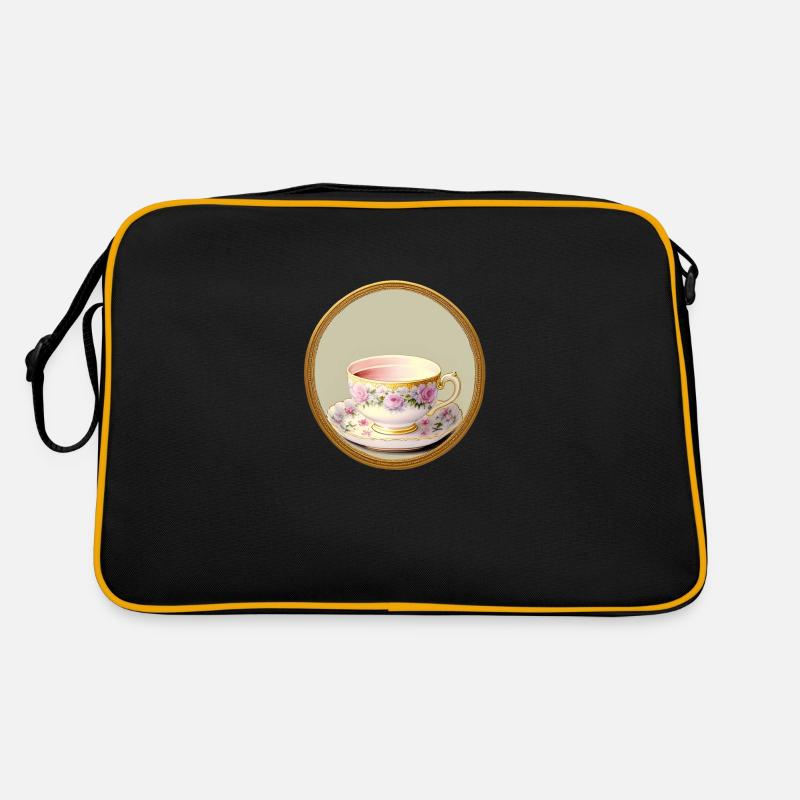Eine Tasse Tee oder Kaffee? - Retro Tasche - Schwarz/Gold