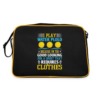 Funny Water Polo Saying Waterfootball Water Polo - Retro Tasche - Schwarz/Gold - Hinten