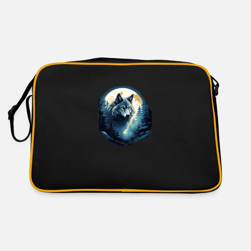 Mystical wolf at night Retro Bag