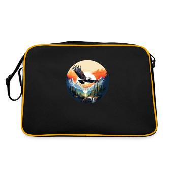 Majestic eagle in mountain scenery - Retro Bag - black/gold - Back