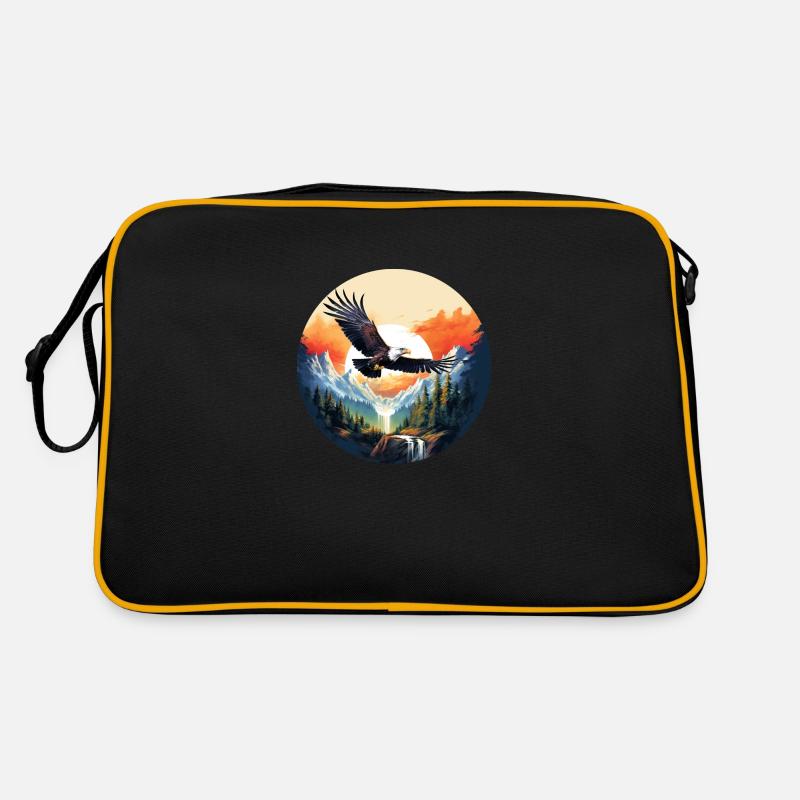 Majestic eagle in mountain scenery - Retro Bag - black/gold