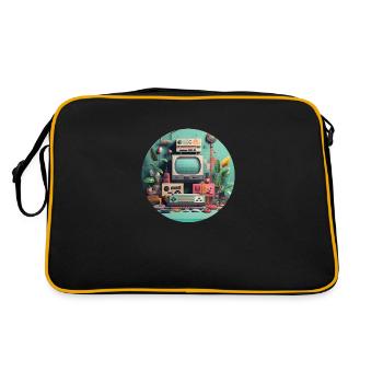 Gaming Nostalgie - Trendiges Motiv - Retro Tasche - Schwarz/Gold - Hinten