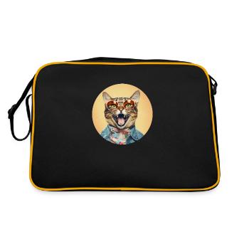Funny cat design for all cat lovers - Retro Bag - black/gold - Back