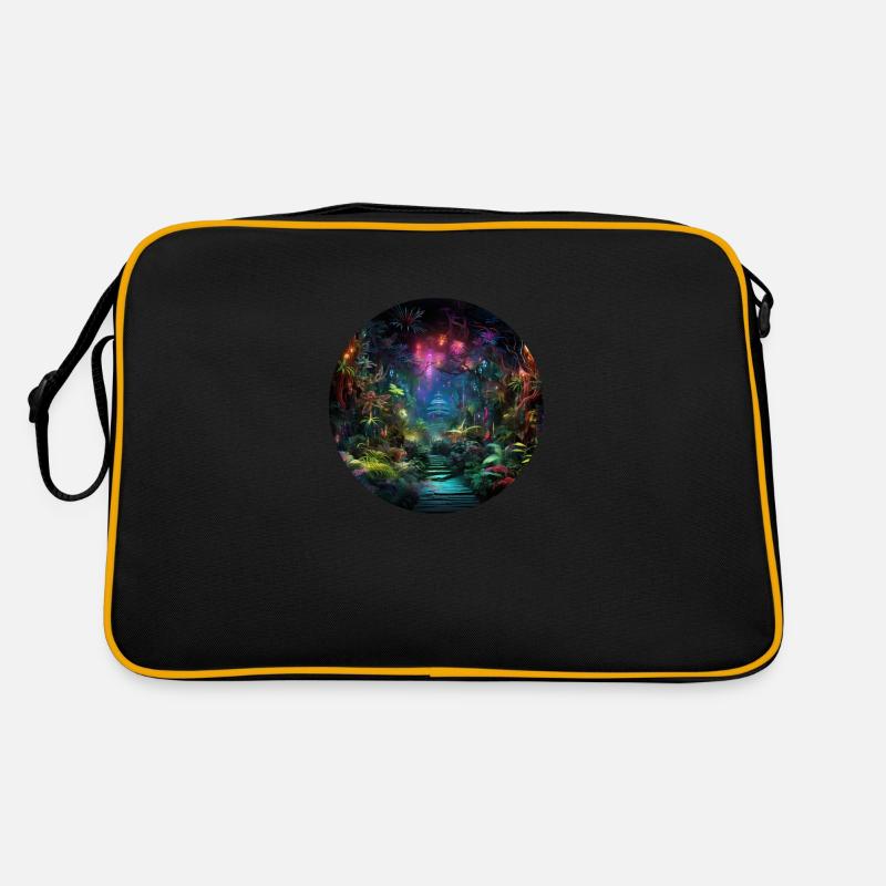 Dynamic Neon Journeys: Le monde de Neon Jungle - Sac Retro - noir/or