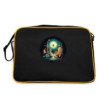 Rocket launch in retro cartoon style - Retro Bag - black/gold - Back