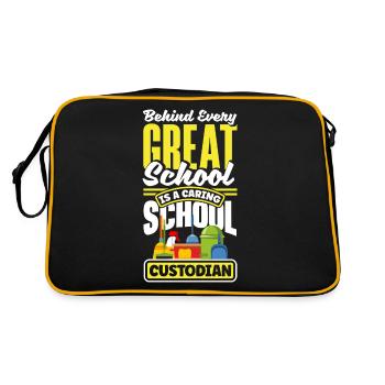 School Custodian Janitor Behind Every Great School - Retro Bag - black/gold - Back