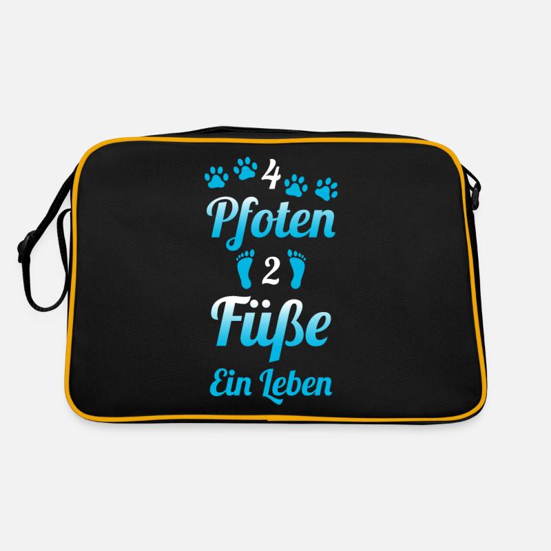 4 Pfoten 2 Füße Ein Leben Beste Freunde Hund - Retro Tasche - Schwarz/Gold