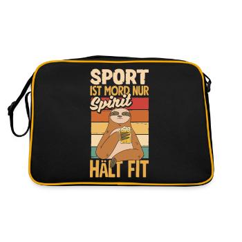 Sport ist Mord nur Sprit hält fit Biertrinker & - Retro Tasche - Schwarz/Gold - Hinten