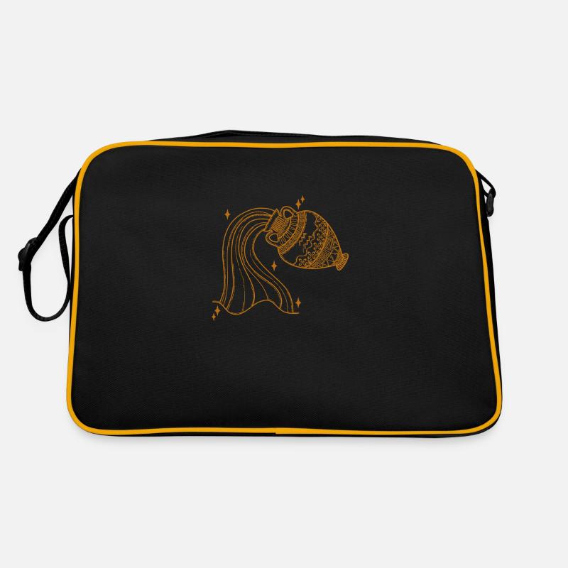 Wassermann Sternzeichen - Retro Tasche - Schwarz/Gold