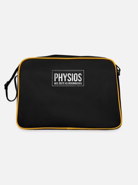 Physios weil Ärzte auch Helden brauchen - Retro Tasche - Schwarz/Gold - Hinten