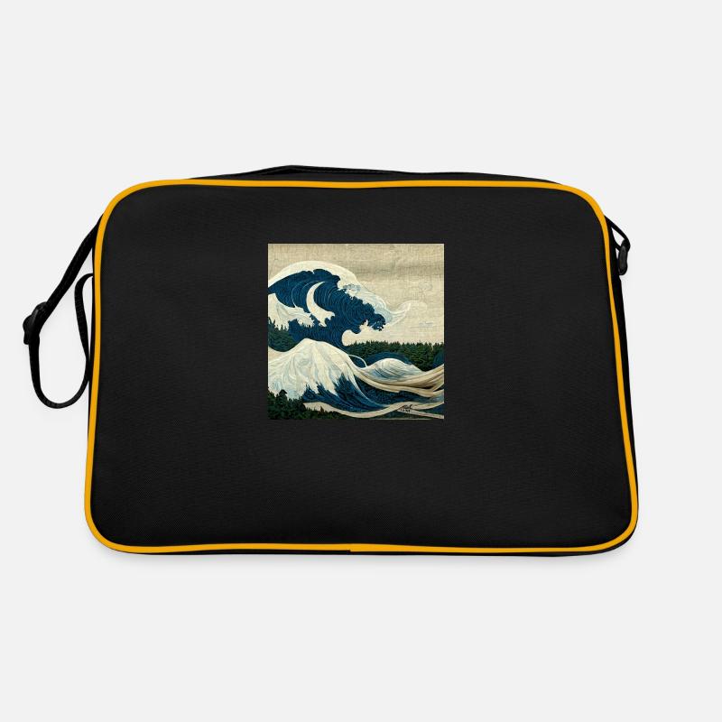 Die große Welle - Retro Tasche - Schwarz/Gold