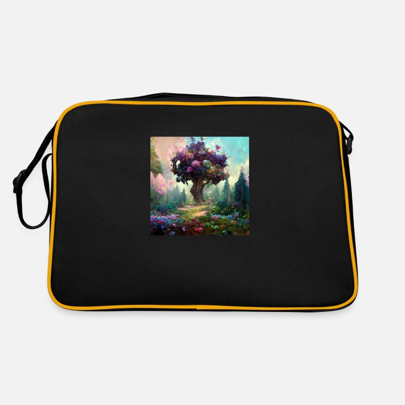 der magische Baum - Retro Tasche - Schwarz/Gold