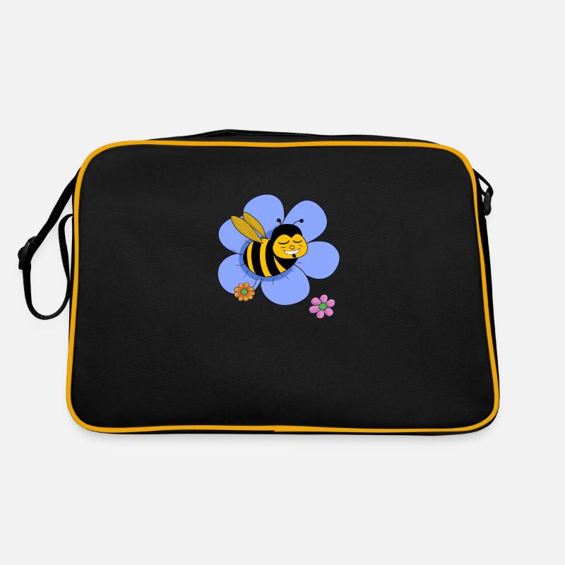 Fette witzige Biene - Retro Tasche - Schwarz/Gold