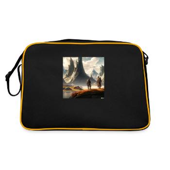adventurers hiking across mountain range - Retro Tasche - Schwarz/Gold - Hinten
