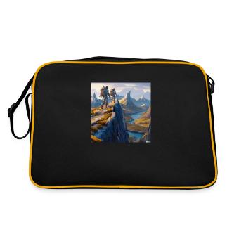 adventurers hiking across mountain range - Retro Tasche - Schwarz/Gold - Hinten