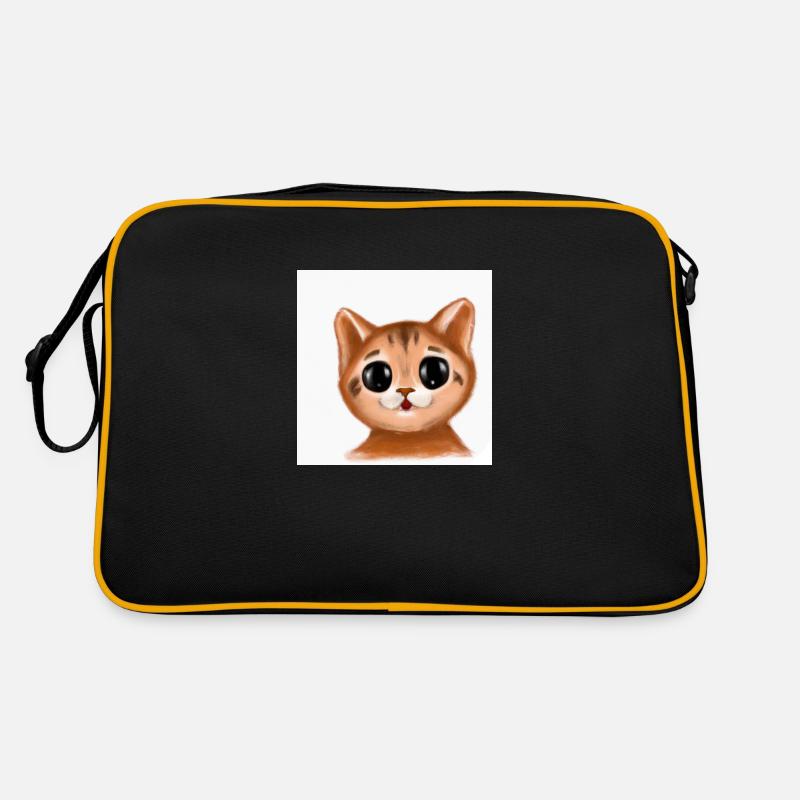Chat dessiné - Sac Retro - noir/or