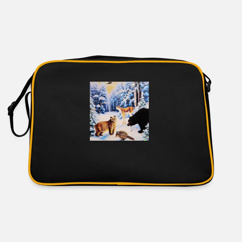 Waldtiere - Retro Tasche - Schwarz/Gold