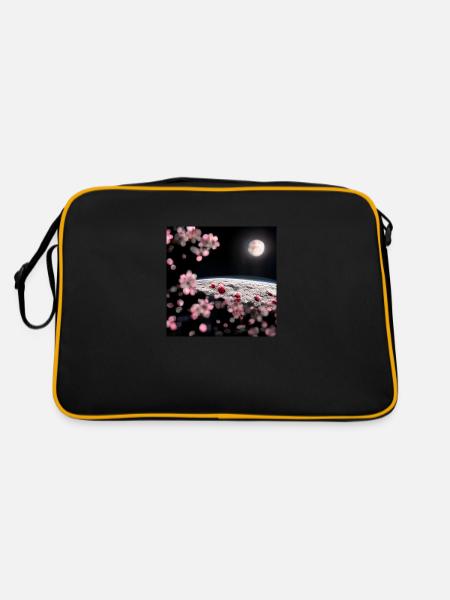 Cherry Tree on the Moon - Retro Tasche - Schwarz/Gold - Hinten