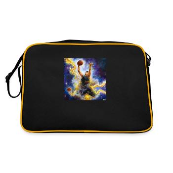 expressive painting of a basketball - Retro Bag - black/gold - Back