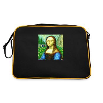 mona lisa in van gogh style - Retro Tasche - Schwarz/Gold - Hinten