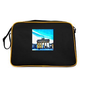 the Brandenburger tor in van gogh style - Retro Tasche - Schwarz/Gold - Hinten