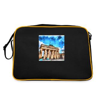 Das Brandenburger Tor in Berlin - Retro Tasche - Schwarz/Gold - Hinten