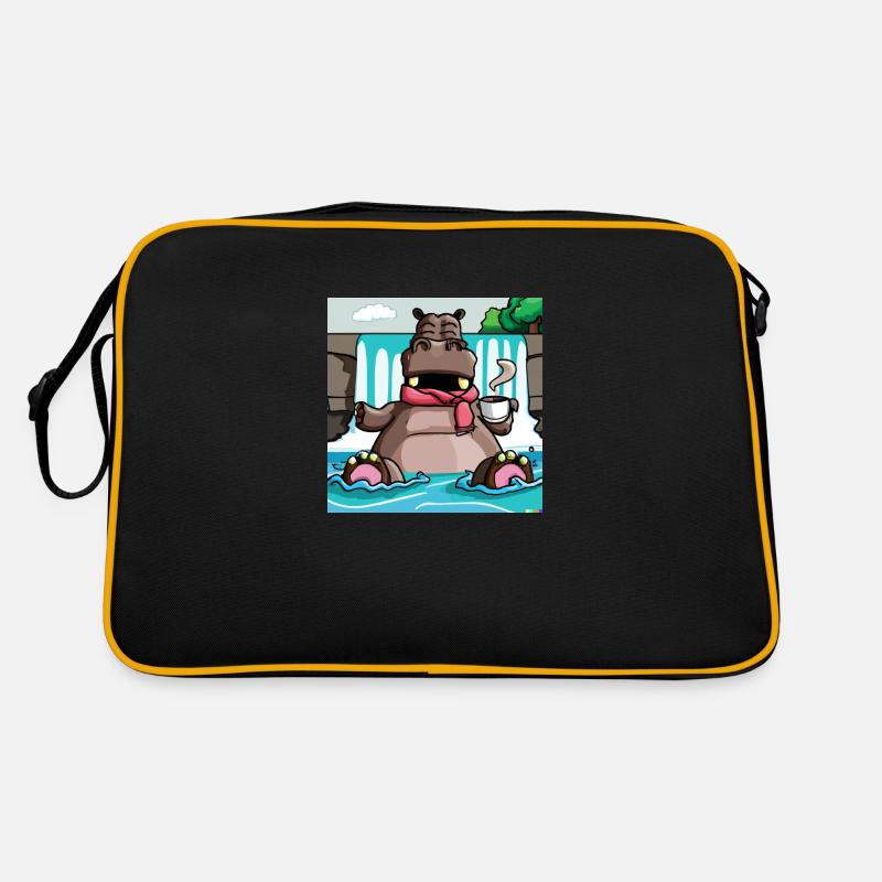 hippo with cofee Retro Tasche