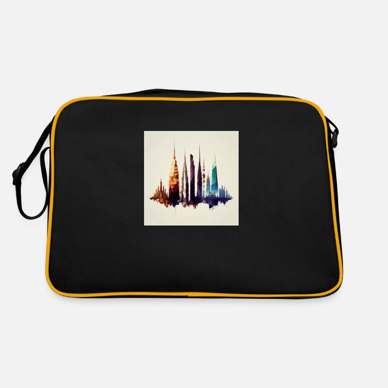 city eiffel tower empire stat - Sac Retro - noir/or